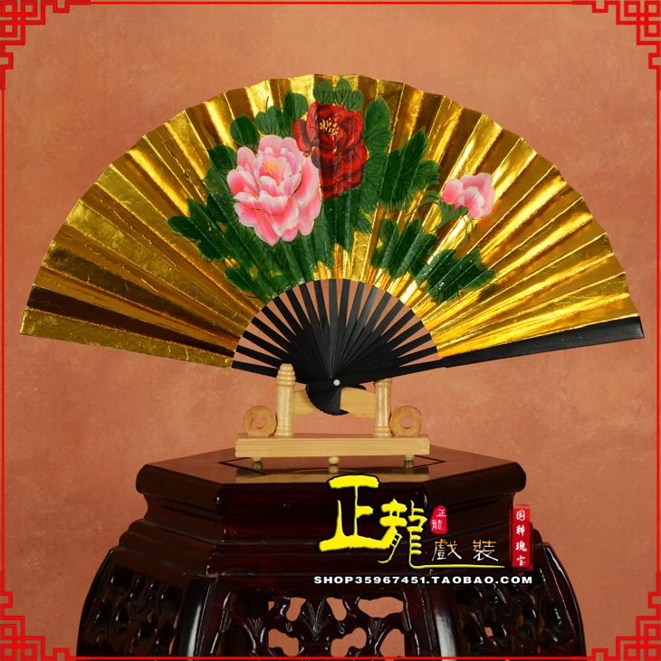源城京剧戏曲戏剧贵妃醉酒牡丹折扇儿童扇子7寸8寸9寸 金扇